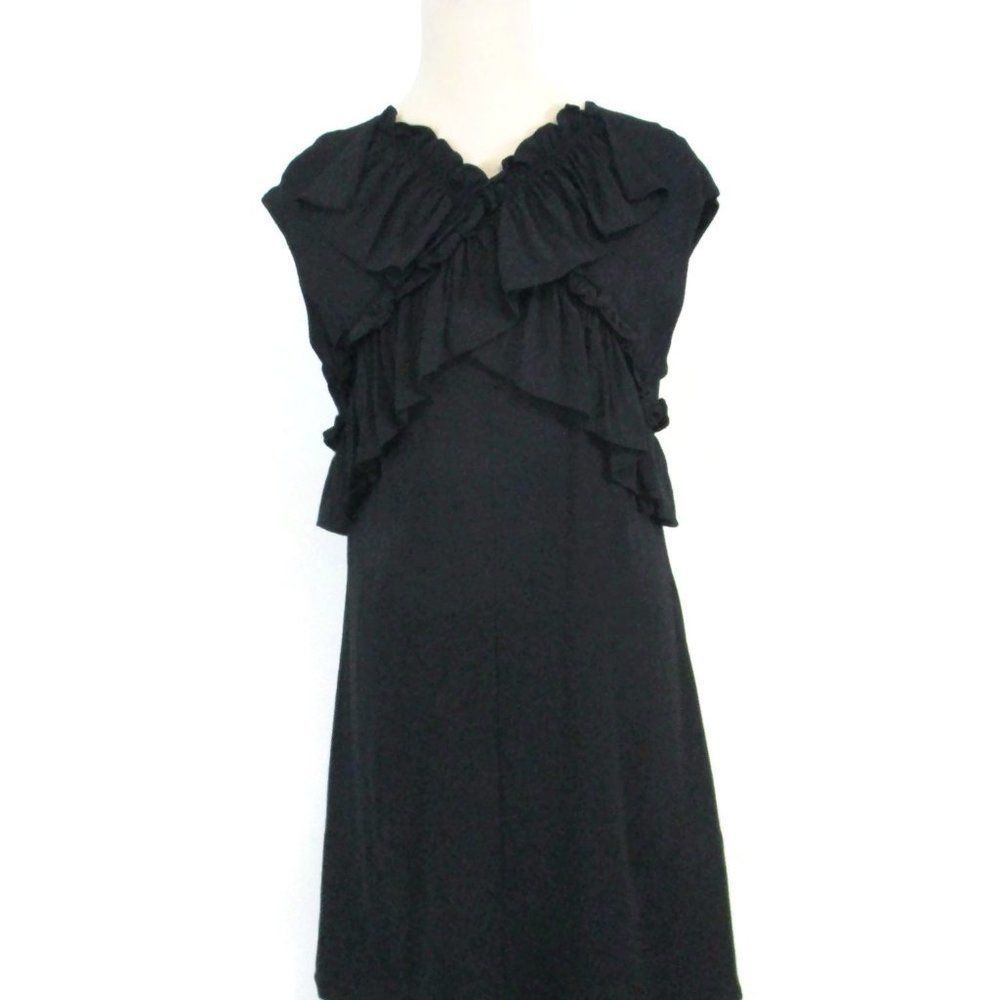 Marni Black Ruffle sleeveless little black Dress 44 US 8 10 very good condition